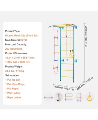 Toddler 5 in 1 Steel Indoor Wall Gym with Climbing Toys Ladder and Swing Set