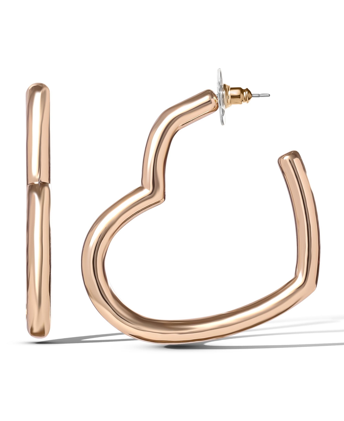 Open Heart Thin Wire Hoop Earrings in Gold - Gold