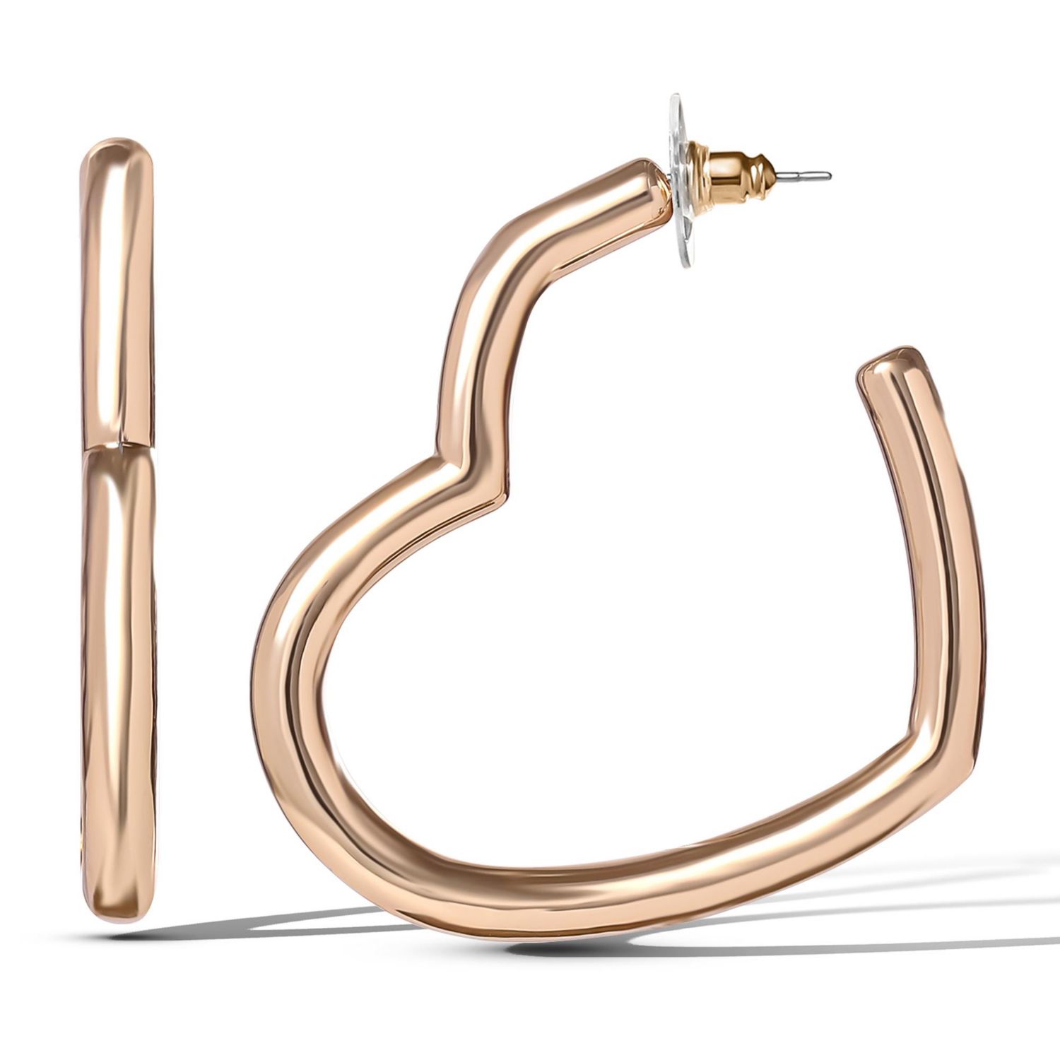Heart Hoop Earrings for Women - Yellow Gold-Tone Mother's