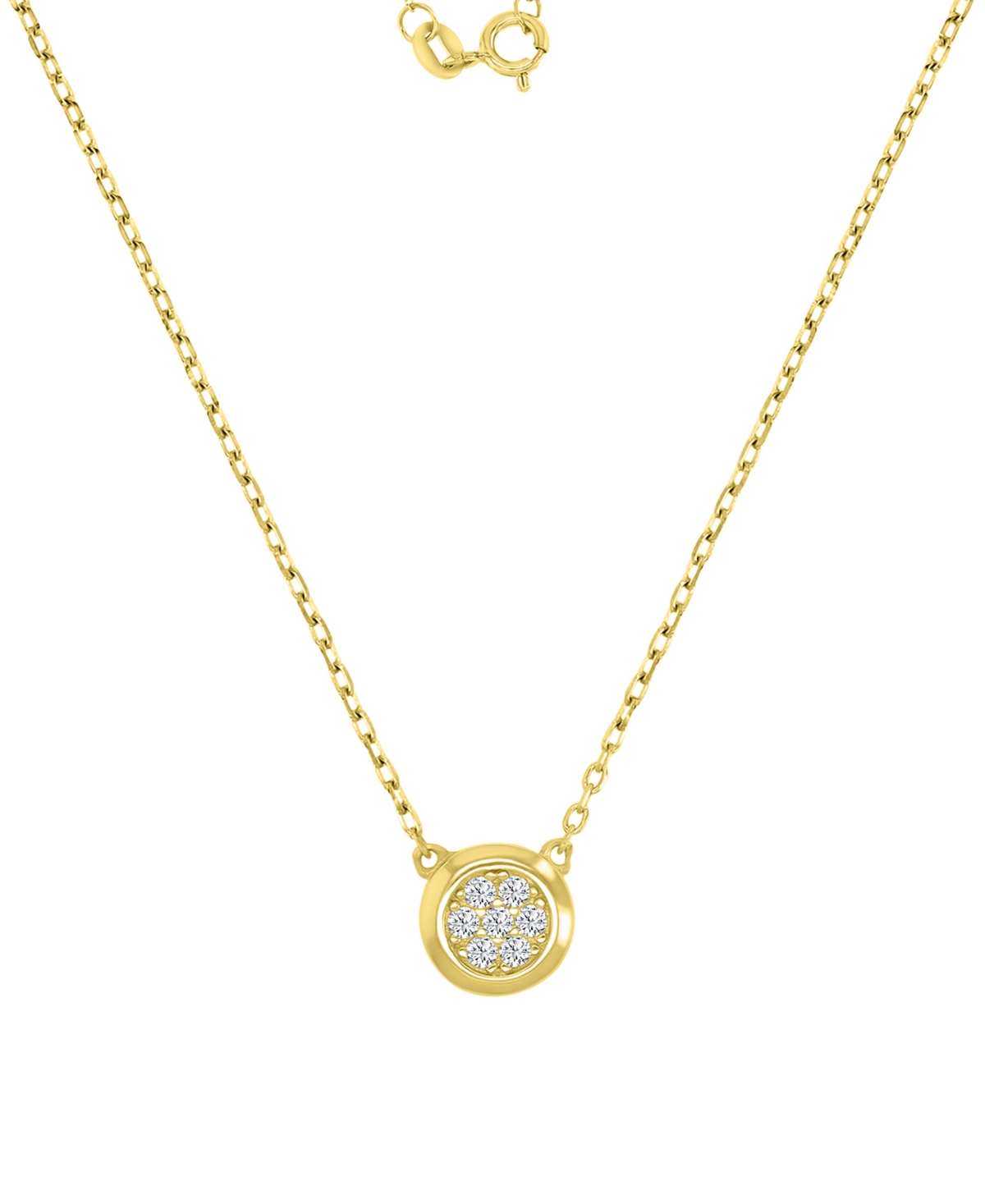 Macy's Cubic Zirconia Pave Circle Disc Pendant Necklace In 14k Gold-plated Sterling Silver, 18" In Yellow