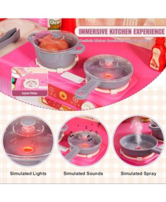 Kids Kitchen Playset with 74 Piece Pretend Cooking Accessories for Role Play Fun