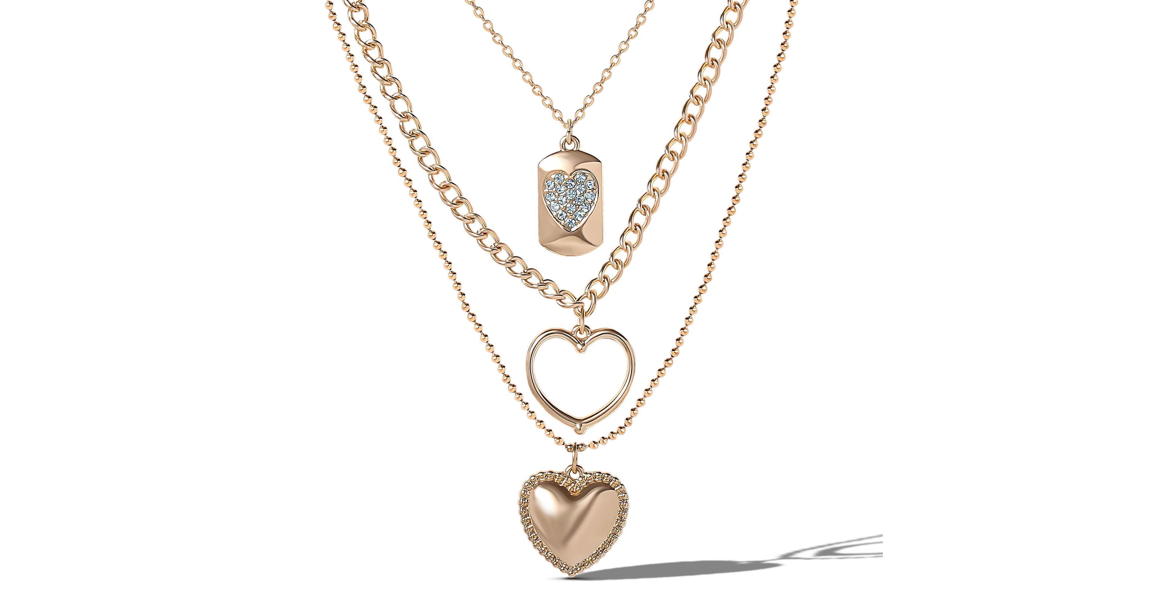Jessica Simpson Gold-Tone Multi-Charm Heart Layered Necklace Set