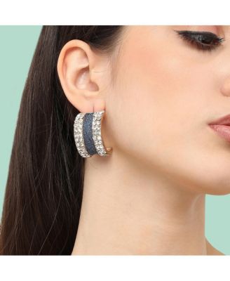 Women's Multicolour Embellished Racetrack Hoop Earrings