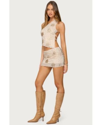 Womens Astrid Beaded Mini Skirt
