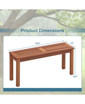 2 Pieces 2-Person Outdoor Bench Patio Bench w/ Slatted Seat Weather Resistant Solid Wood Frame