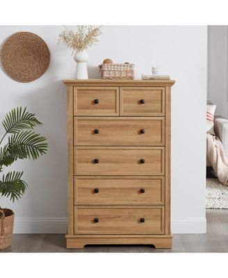 Tall Bathroom Cabinet Closet Organizers Storage Clothes with 6 Drawers