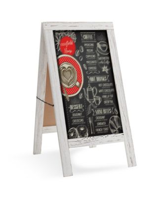 40" x 20" A Frame Chalkboard Sign, Rustic Brown Double-Sided Magnetic Wooden Menu Board for Cafes, Sandwich Shops, Sidewalks, and Weddings