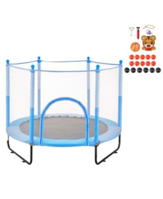 Kids Mini Trampoline with Net Indoor Outdoor Toddler Bounce Playset