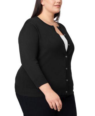 Plus Size 3/4-Sleeve Cardigan Sweater