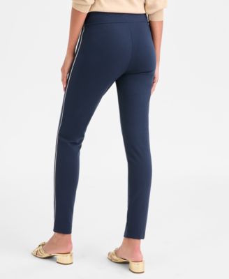 Women's Striped-Trim Seamed Pull-On Pants