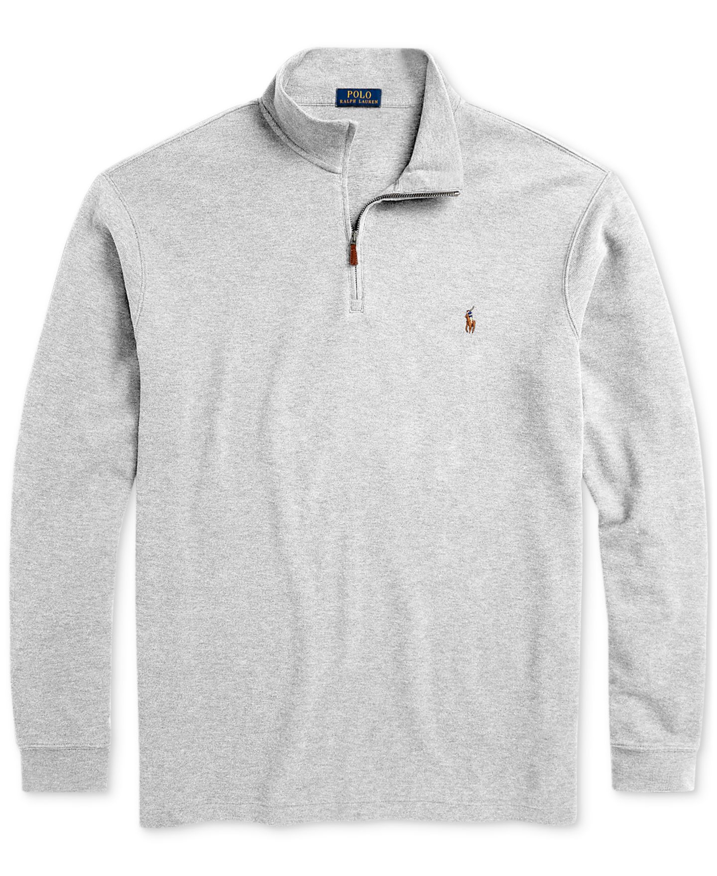 Мужской свитер Polo Ralph Lauren Big & Tall Estate-Rib Quarter-Zip Pullover, цвет: Меланжевый — фото 5
