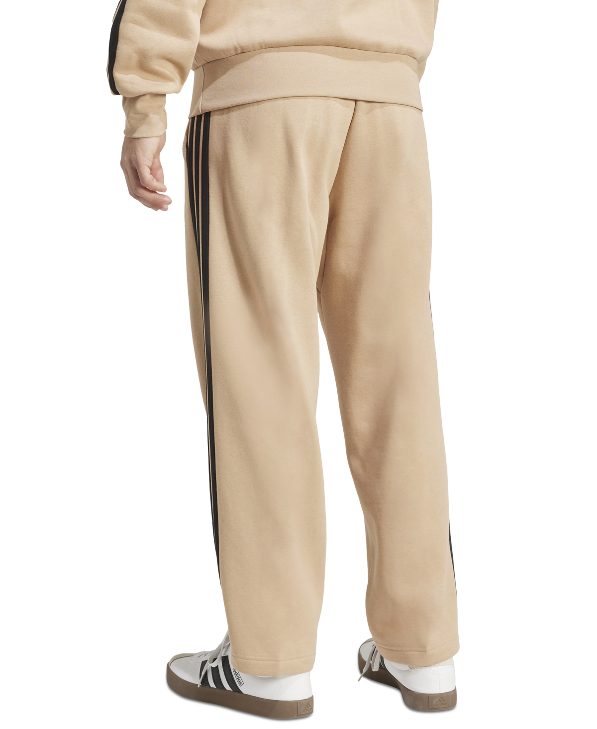 Adidas Originals Men's Wide-leg 3-stripes Fleece Pants In Neutral