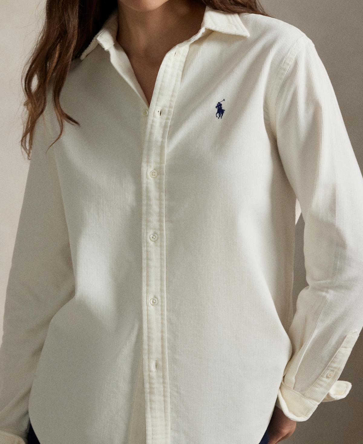 Polo Ralph Lauren Classic Fit Cotton Corduroy Button-up Shirt In White