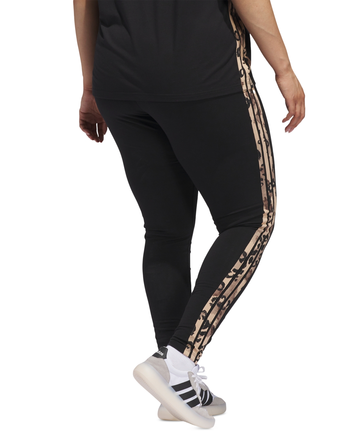 Adidas Originals Plus Size Animal-print 3-stripes High-rise Full-length Leggings In Black