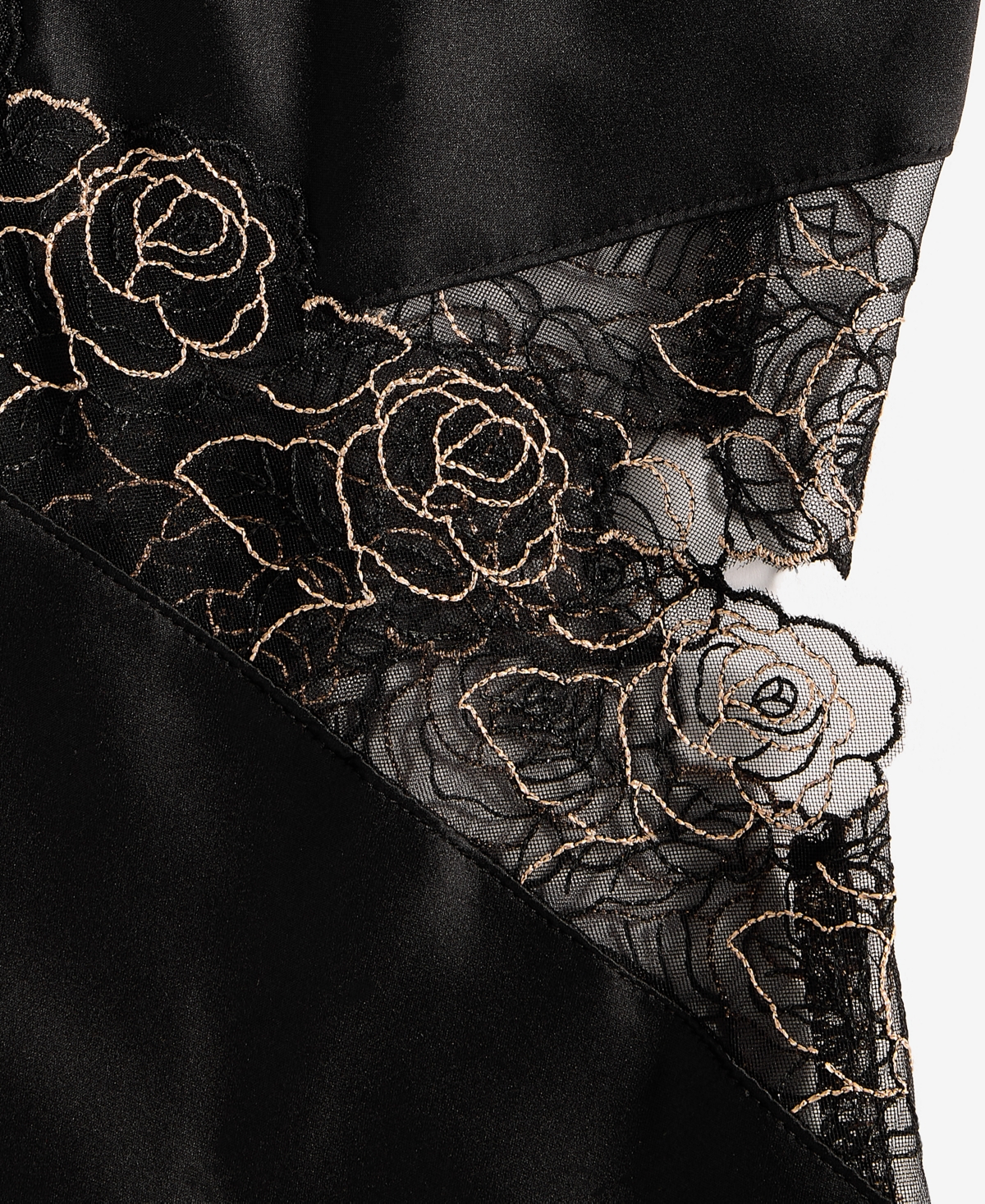 Inc International Concepts I.n.c International Concepts Women's Lace-trim Satin Nightgown, Macy's Exclusive In Black