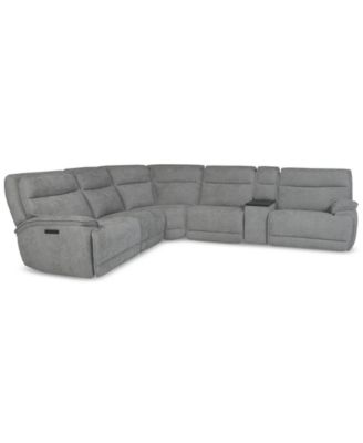 Ozryn 6-Pc. Fabric Sectional with Console and 3 Power Motion Chairs, Exclusively at Macy's