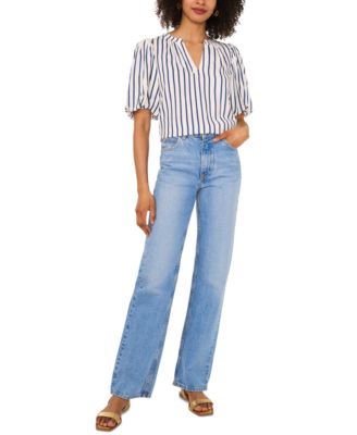 Women's Puff-Sleeve V-Neck Top