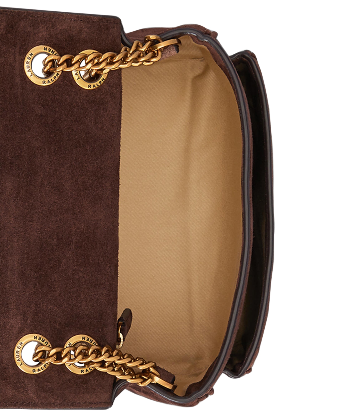 Ralph Lauren Suede Small Bradley Convertible Bag In Brown