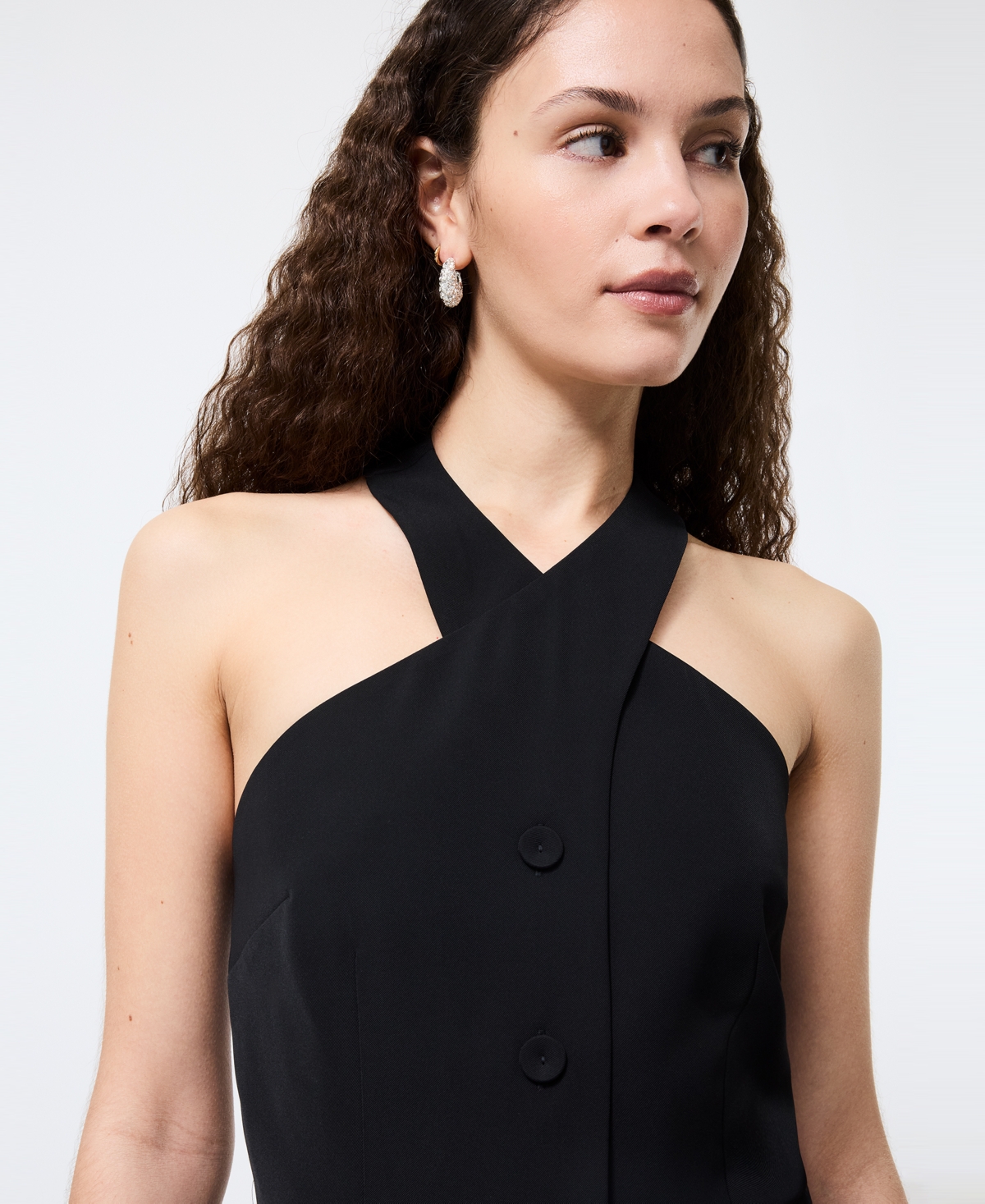 French Connection Harry Suiting Crisscross Halter Top In Black