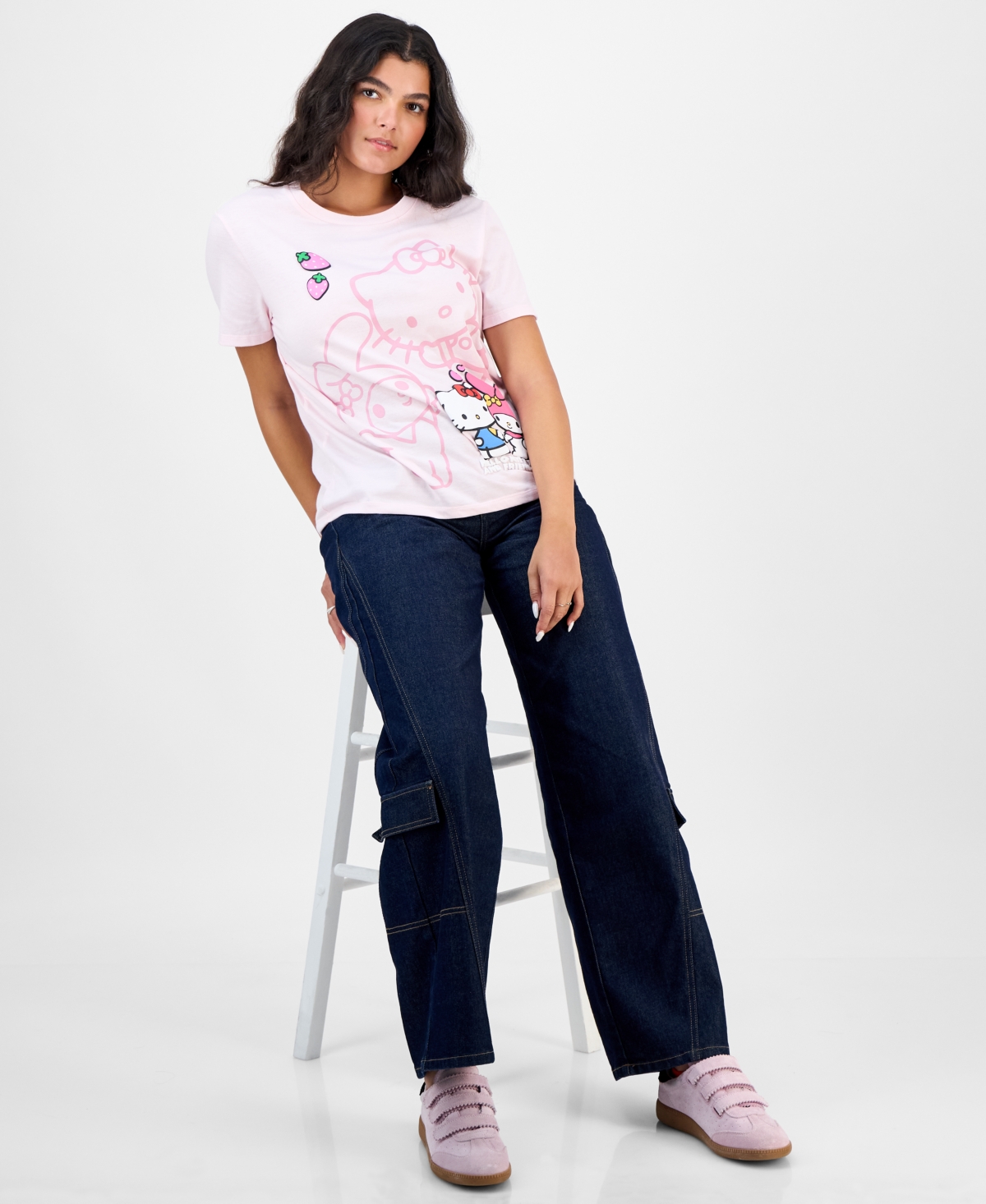 Love Tribe Juniors' Hello Kitty My Melody T-shirt In Pink