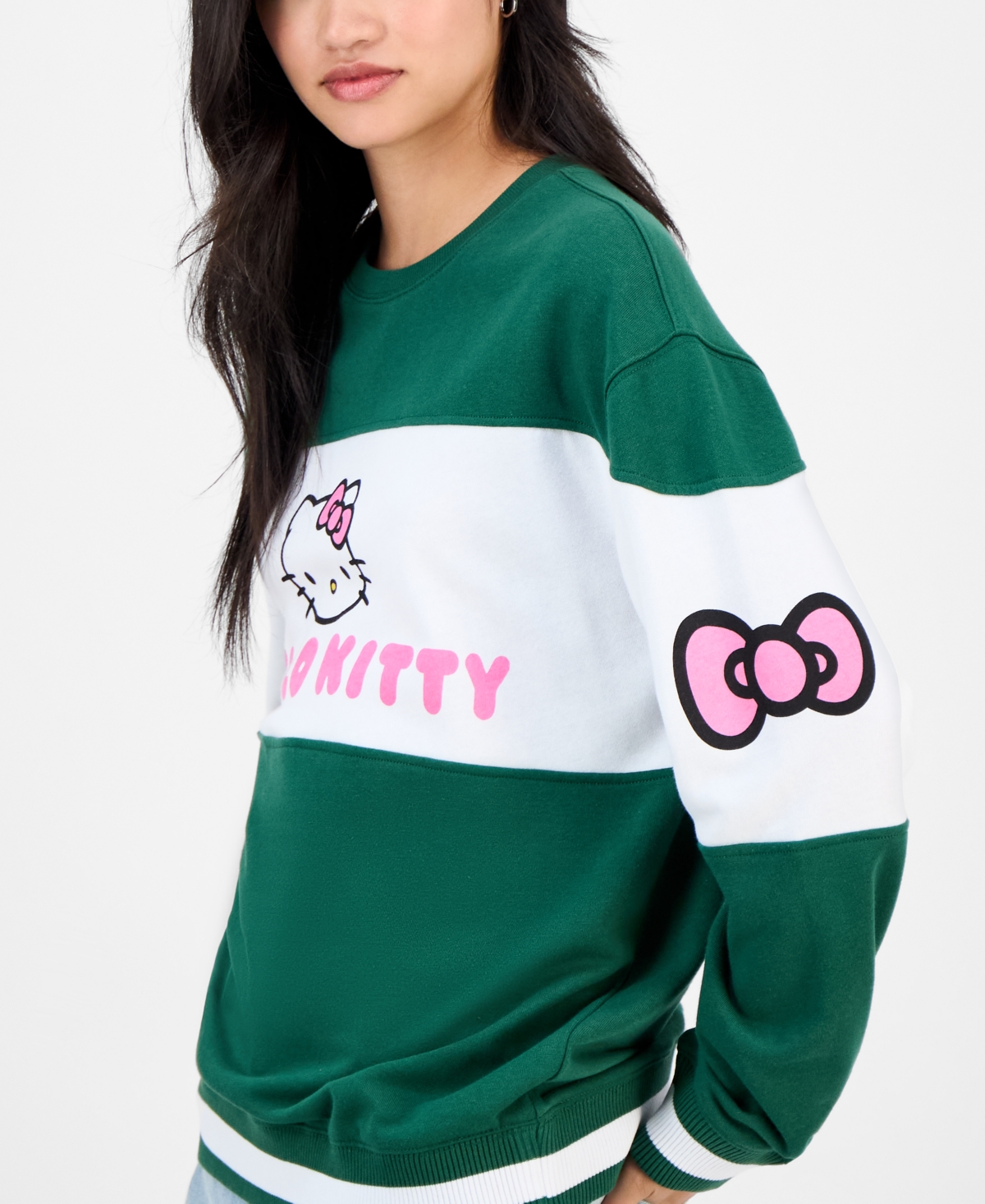 Love Tribe Trendy Plus Size Hello Kitty Sweatshirt In Green