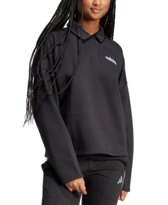 adidas - Women's Essentials Linear Fleece Polo Sweatshirt