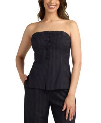 BCX - Juniors' Chalk Stripe Strapless Suit Vest Top
