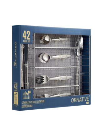 Anona 42-Pc. Flatware Set with Wire Caddy, Service for 8
