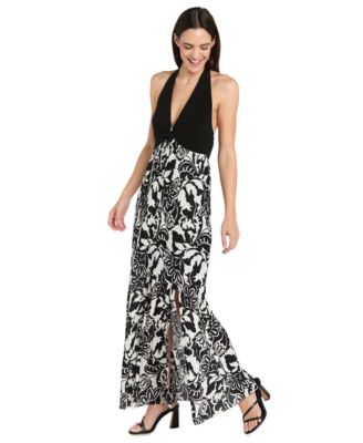 Women's Printed Halter Maxi Dress