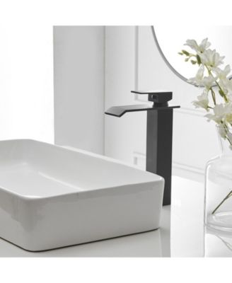 Waterfall Single Hole Single Handle Bathroom Vessel Sink Faucet in Matte Black
