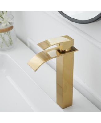Waterfall Single Hole Single Handle Bathroom Vessel Sink Faucet With Pop-up Drain Assembly
