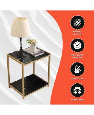 Lily Side End Table Nightstand with Shelf - Modern & Stylish Bedside Table with Storage Shelf