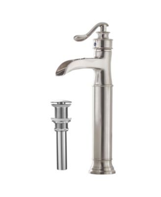 Waterfall Single Hole Single Handle Bathroom Vessel Sink Faucet with Pop-up Drain Assembly