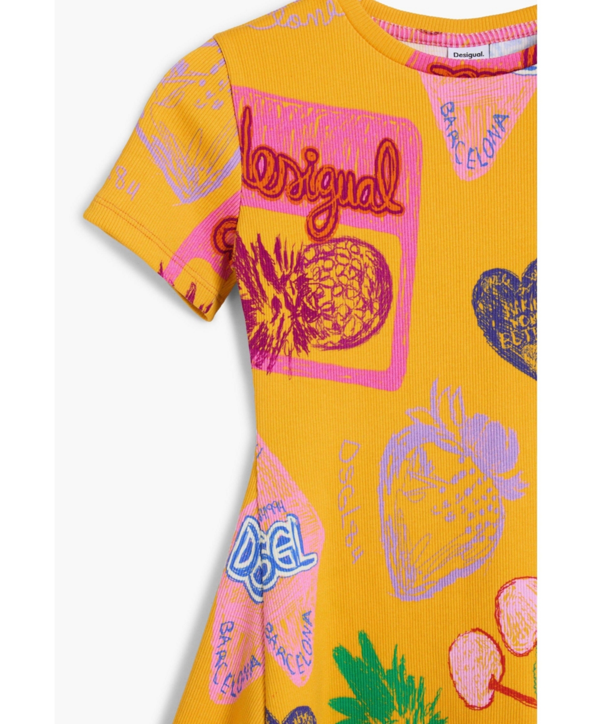 Desigual Girls Girls's Skater Dress With Prints In Yellow