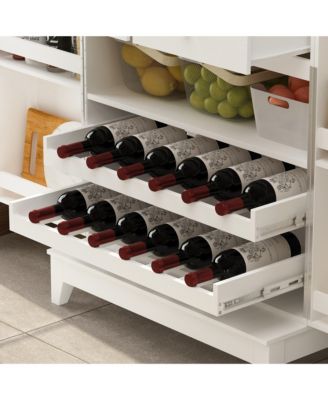 White 2-door 68.9-inch high multifunctional cabinet, storage cabinet, Pantry (including wine drawer/wine glass holder)