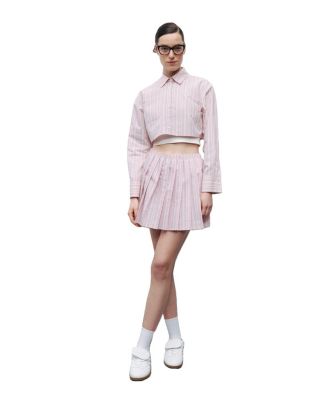 Women's Striped Pleated Mini Skirt