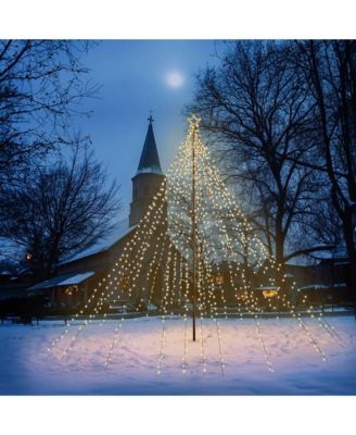 4840LED 20' Outdoor Pole Christmas Tree Lights Kit with Telescopic Flagpole, 120V Giant-Sized Holiday Event Decor with Star Top