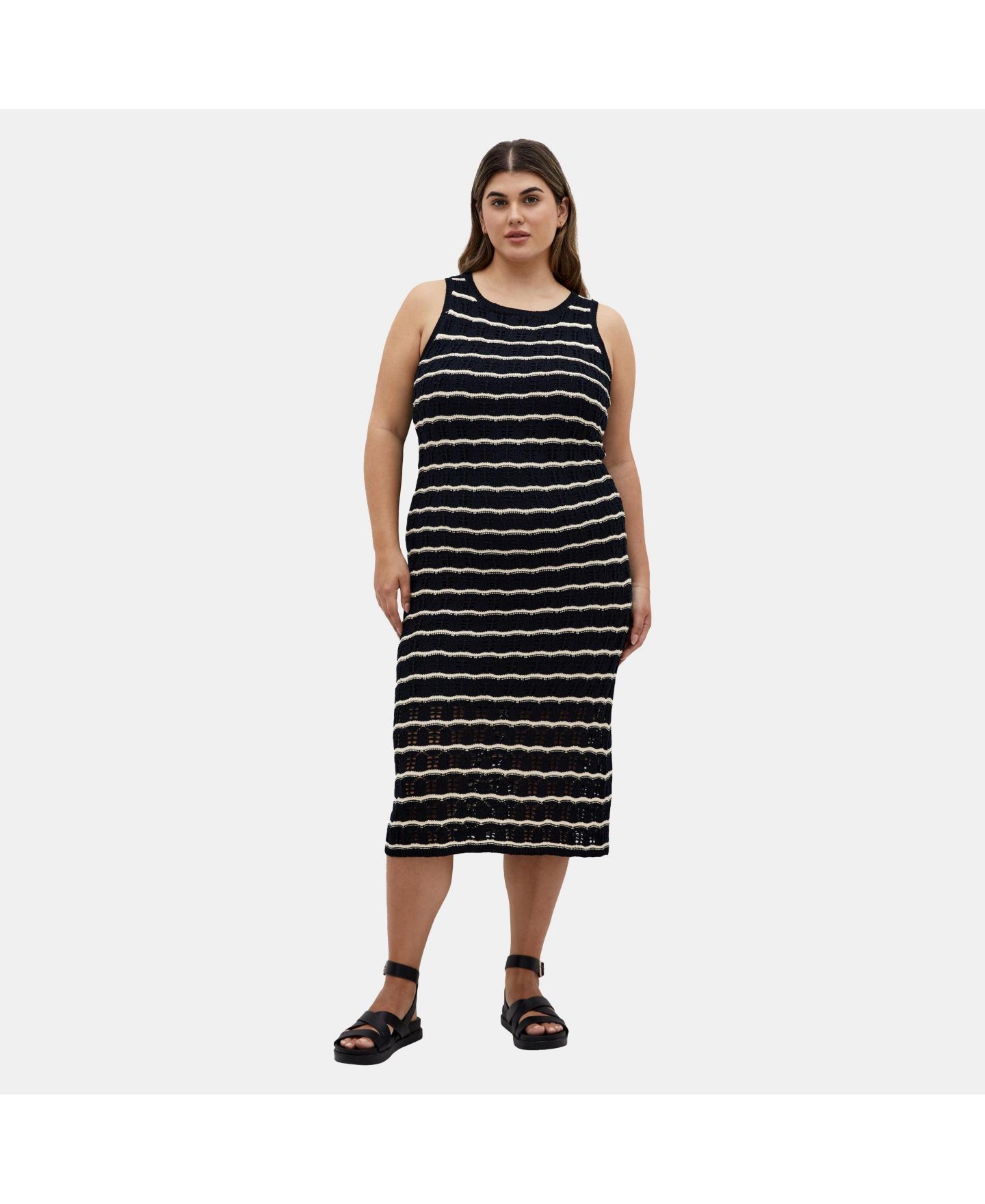 Женское платье CITY CHIC Plus Size Crochet Stripe, цвет: Mono Wave — фото 1