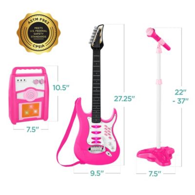 Kids Electric Musical Guitar Toy Play Set w/ 6 Demo Songs, Whammy Bar, Microphone