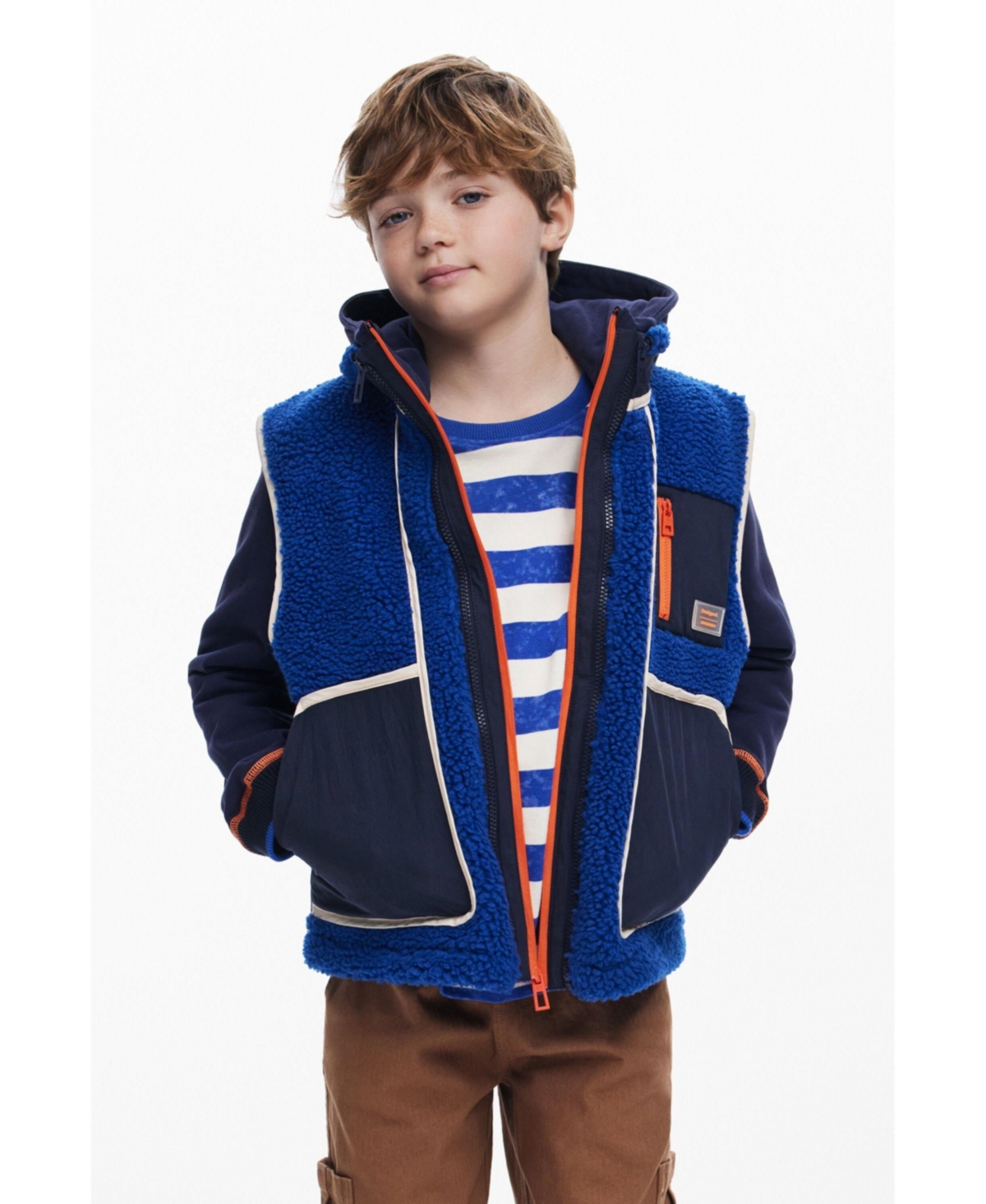 Desigual Boys Boys's Detachable Shearling Jacket In Blue