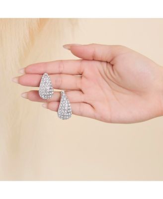 Pave Teardrop Clip-On Earrings