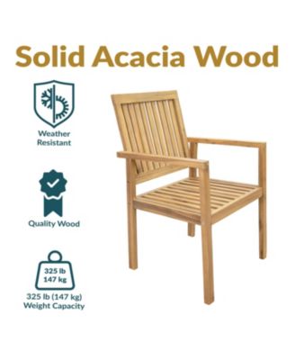 Rodanthe Acacia Wood Outdoor Dining Armchairs with Cushions - 2pk - Natural/Bone White