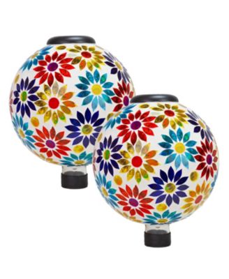 Glass Mosaic Garden Gazing Globe with Solar Light - 10"