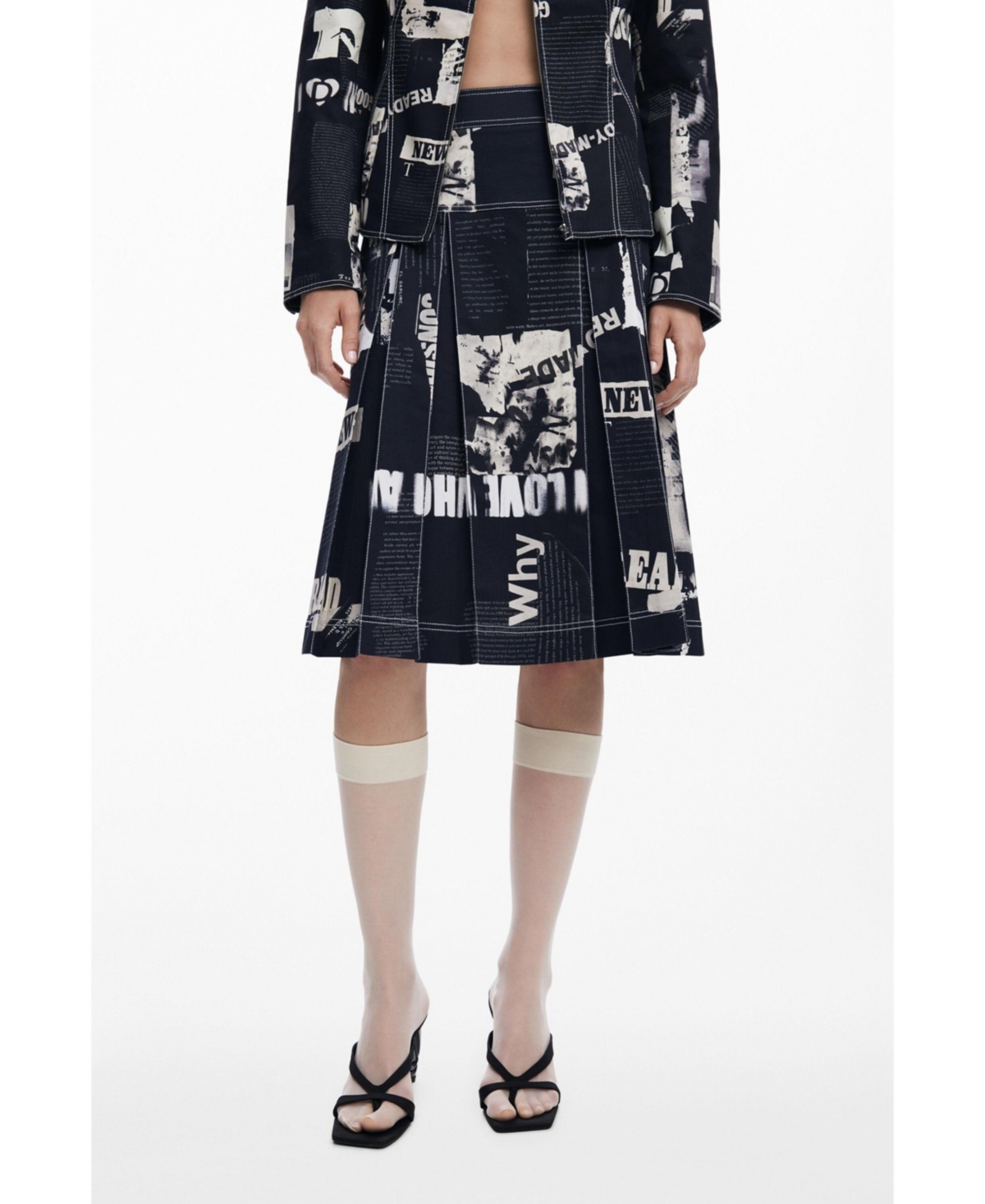 Women's Midi skirt with newspaper pleats - Black