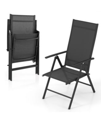 4PCS Patio Folding Dining Chair With 7-Level Adjustable High Backrest for Garden