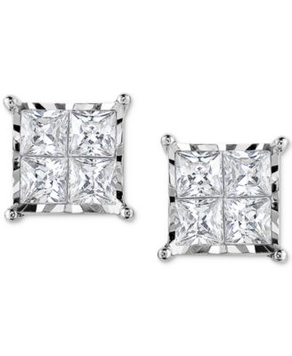 Diamond Princess Quad Stud Earrings (2 ct. t.w.) in 14k White Gold
