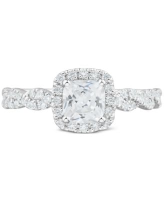 Diamond Cushion Halo Braided Shank Engagement Ring (1-1/3 ct. t.w.) in 14k White Gold