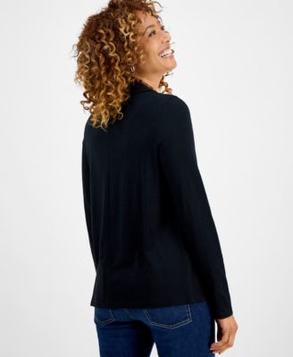 Women's Collared V-Neck Long-Sleeve Knit Top, Exclusively at Macy's