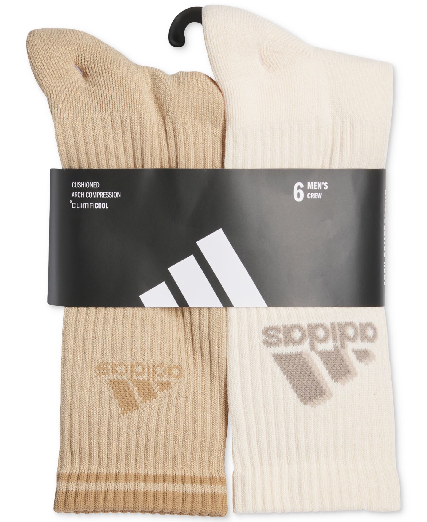 Мужские спортивные носки adidas Athletic Cushioned 2.0, набор из 6 пар, цвет: Песчаниковый бежевый / Белый — фото 5