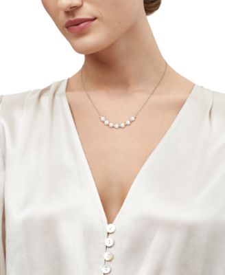 Cultured Freshwater Pearl (6 - 61/2mm) & Polished Rondelle Collar Necklace in 14k Gold-Plated Sterling Silver